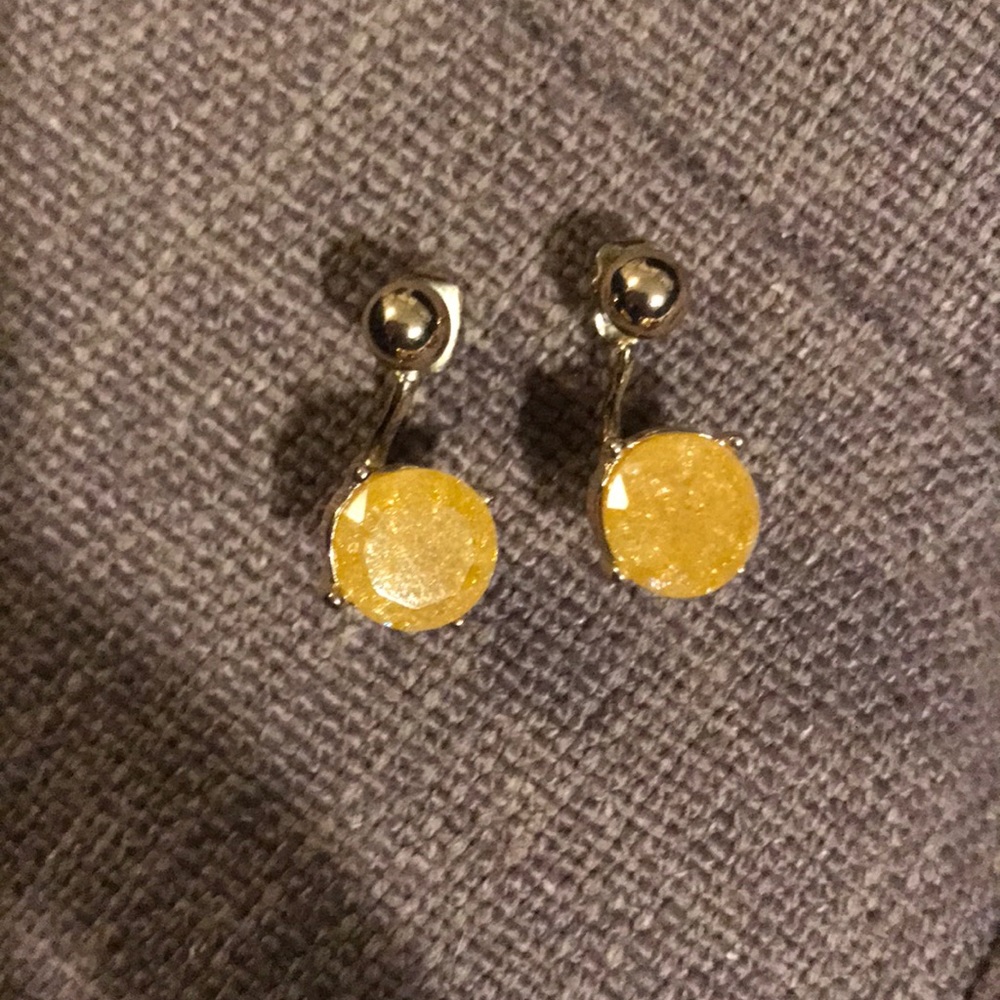 Yellow citrine and gold toned “jacket” earrings